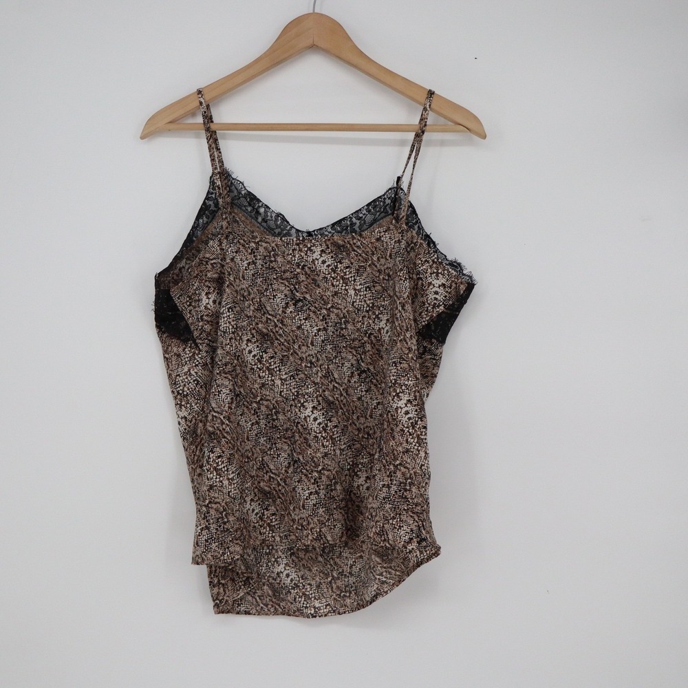 Violette Snakeskin Print Lace Trim Camisole Tank Top Brown Black Large - Picture 5 of 6